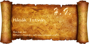 Hásák István névjegykártya